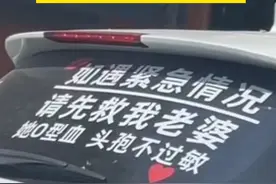 男子将妻子血型、过敏情况贴车后，并叮嘱“如有危险，先救妻子”，一路满是爱意！视频封面