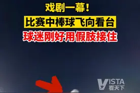 戏剧一幕！10月3日，美国。比赛中球员打出本垒打，棒球飞向看台，#球迷用假肢接住飞来棒球  。视频封面