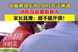 幼童被锁车内1小时大汗淋漓 消防员欲破窗救人 家长犹豫：能不能开锁？视频封面