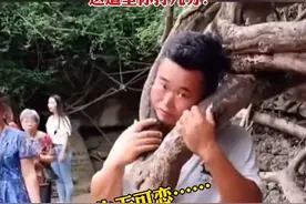 #男子在景区拍照将头伸树杈被卡住 ，没想到自己竟然成了“景点”！啊~多么痛的领悟！视频封面