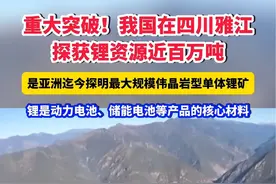 重大突破！我国在四川雅江探获锂资源近百万吨，锂是动力电池、储能电池等产品的核心材料（来源：央视新闻）@抖音短视频