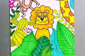 森林里的小动物创意画，简单有趣。#跟着抖音学画画 #跟我一起学画画 #儿童画用想象力看儿童画视频封面