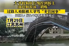 大爷强迫狗游泳“锻炼”，过路人劝阻反被怼。知情人：游死好几只了视频封面