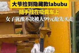 近日湖南长沙，大爷捡到隐藏款labubu 随手挂吸粪车上，女子犹豫不决时被人99元抢先买走，扫码发现竟是正品。#labubu隐藏款 #labubu视频封面