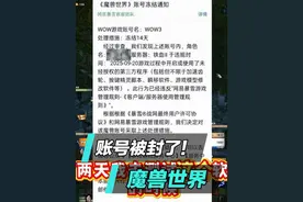 #魔兽世界 #魔兽世界周年服 账号被封了，感觉官方还是太温柔了！