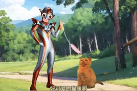 格丽乔奥特曼遇到了一只很高大的小猫#奥特曼打怪兽 #少儿动画片视频封面
