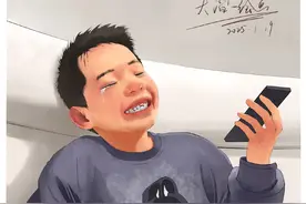 男孩开口向舅舅借学费钱，男孩是单亲家庭，母亲肾衰竭，笑着开口，哭着说再见的样子让人心疼。#画画 #画一个故事 #懂事的孩子 #泪目 #内容启发搜索视频封面