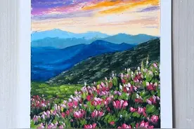 油画棒也可以画出漂亮精致的落日余晖晚霞风景作品｜油画棒绘画 #油画棒 #油画棒教程 #油画棒风景画 #这画是用了亿点点魔法吧 #治愈系视频封面