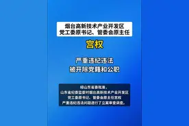 烟台高新技术产业开发区党工委原书记、管委会原主任宫权严重违纪违法被开除党籍和公职#烟台视频封面