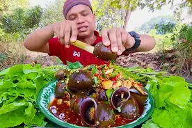 泰国老表一口一个福寿螺 #美食 #太好吃了视频封面