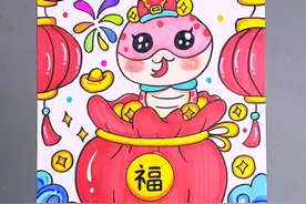 新年元旦创意画，简单有趣易学。#内容启发搜索 #原来画画这么好玩 #跟着抖音学画画视频封面
