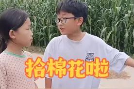 拾个棉花，兄妹俩都跑没啦，回家又是挨顿揍！#拾棉花  #农村孩子的乐趣 #搞笑兄妹视频封面