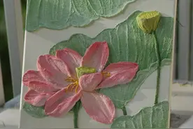 原创国风肌理画装饰画｜荷韵 #古风 #家居装饰 #新中式#手绘#荷花 今年没有看到的荷花，明年再见吧!视频封面