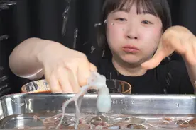 韩国🇰🇷生食姐｜新鲜的活章鱼🐙小章鱼刺身 ，口感很爽脆 #生吃