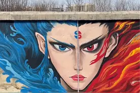 申公豹已经被我涂掉了，补画了一幅哪吒，谢谢大家的提醒#哪吒之魔童闹海 #申公豹 #画画 #哪吒墙绘 #哪吒之魔童闹海手绘视频封面