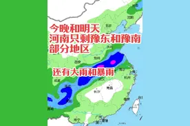 19号晚上河南只有豫东和豫南还有大雨，其他地方基本收尾了，#河南dou知道 #天气预报视频封面