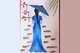 国风背影简笔画 #一学就会的简笔画 #简笔画教程 #跟着抖音学画画 #古风人物绘画 #简笔画视频封面