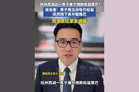 杭州西湖边一男子暴力拽断松鼠尾巴？景区紧急调查！视频封面