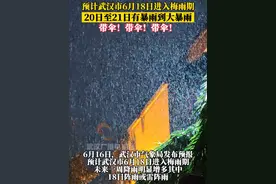 预计武汉市6月18日进入梅雨期，20日至21日有暴雨到大暴雨致险高！带伞带伞带伞！#武汉入梅 #武汉梅雨季 #武汉天气视频封面