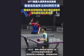 WTT美国大满贯男单资格赛，裁判判罚致汪洋情绪失控，愤怒用球拍砸向球台，被直接取消比赛资格