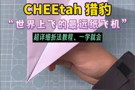 史上最强滑翔纸飞机、世界上飞的最远的纸飞机——猎豹纸飞机，你学会了吗？#纸飞机 #折纸 #世界纪录 #亲子手工视频封面