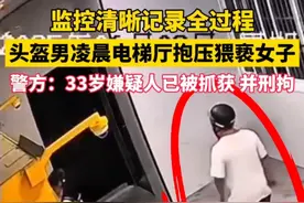 从背后抱起又按压在地！#电梯厅抱压猥亵女子的头盔男被抓   #警方调查头盔男抱压猥亵女子视频封面