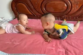 婴语沟通无障碍 当团团哥哥遇上MìMi妹妹 好可爱😘#超有爱