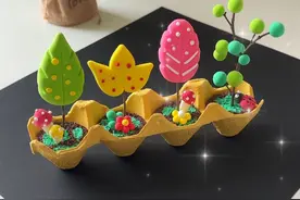 鸡蛋托不要扔，用来做好看的春天小手工吧#手工diy #幼儿园手工 #粘土手工#废物利用视频封面