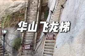 华山永久封闭的一段路“飞龙梯”，有网友评论“高看我了，就是不挂禁止通行的牌子我也不敢走”😂#华山到底有多险@抖音短视频视频封面