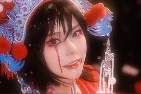 今天搞了个戏曲角色，猜猜是谁呢～鬼嘲深渊的猩红主宰，戏谑命运的无相之王#我不是戏神 #cos #陈伶 #墨球视频封面