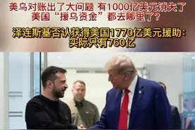 综合参考消息与美联社报道，乌克兰总统泽连斯基近日表示，在美国批准向乌克兰提供的约1770亿美元援助中，乌克兰实际收到约760亿美元。泽连斯基强调，“有人说乌克兰获得了2000亿美元援助——这并非事实，我不知道这些钱去哪里了。也许在账面上有数百个不同的项目确实是2000亿美元，我们对一切援助都深表感激。但实际上我们只收到了约760亿美元，并非2000亿美元。”