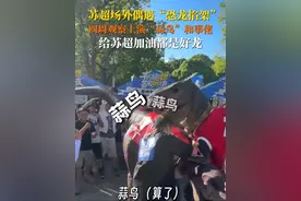 7月20日，江苏常州奥体中心外。支付宝租来的五福龙与常州恐龙园应援龙场外相遇，发生“小摩擦”，观观现场劝架。#四川观察劝架常州龙徐州龙
