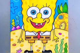 海绵宝宝创意画，简单有趣。#跟着抖音学画画 #儿童画用想象力看儿童画 #原来画画这么好玩