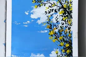 简简单单画一幅立春的风景，冬天还没画够春天就来了，一起画春吧 #丙烯画 #丙烯画教程 #每日一画 #绘画开年 #艺术来开年