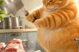 橘猫出门散步捡回来一只可爱的小奶狗#会做饭的猫 #猫meme小剧场 #喵大厨puff #小猫ai视频 #记录猫咪日常 @DOU+小助手视频封面