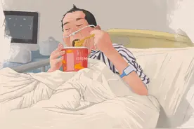 也许是没有办法，也许是喜欢，爷爷独自一人住院，吃着泡面，泪目了。#画画 #画一个故事 #老人视频封面