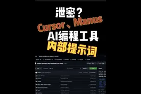泄密？Cursor、Manus等AI工具系统内部提示词#ai #cursor#ai编程视频封面