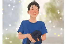 儿子捡到一只小狗，回家后哭着请求妈妈同意收养狗狗。#画一个故事 #狗狗的心思都写在脸上了 #愿每个小狗都能遇见好的主人 #抖音创作季 #治愈系视频封面