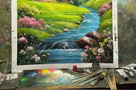 来自山东美女定制的一幅唯美浪漫油画作品。 #手绘油画 #带你走进画里 #画画🎨 #治愈系风景 #小画匠油画视频封面