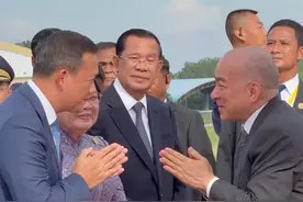 柬埔寨国王西哈莫尼返回柬埔寨🇰🇭首都金边，洪森亲王及洪玛耐首相等机场迎接#洪森#洪玛耐#西哈莫尼#柬埔寨国王视频封面