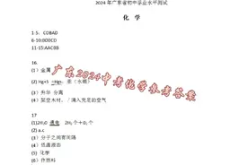 #中考 广东2024化学真题，答案仅供参考#答案 #资料 #成绩 #化学