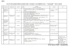 2023年青岛西海岸新区由政府安排工作退役士兵安置岗位计划图片