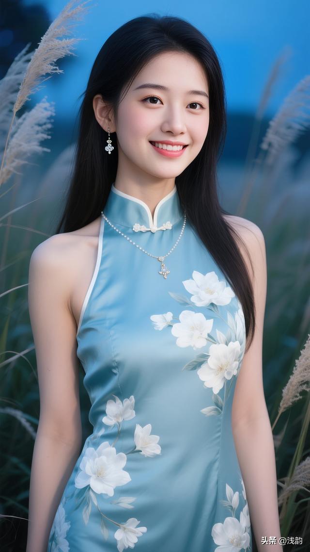 韵1212|🌿 青瓷牡丹旗袍：把江南花意穿在风里