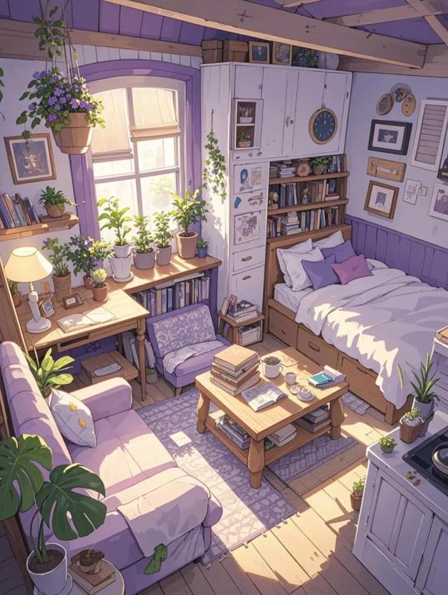 紫色治愈系小屋，心灵温暖的港湾