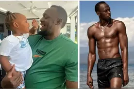 博尔特：退役6年生3个孩子，身材发福，6块腹肌变一滩肉图片