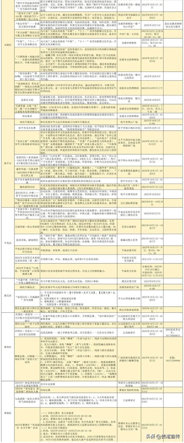 8天不重样！贵港国庆中秋超多活动等着你