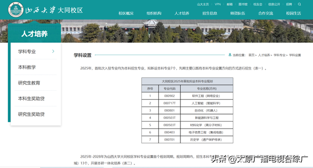 山西大学大同校区官方网站正式上线！