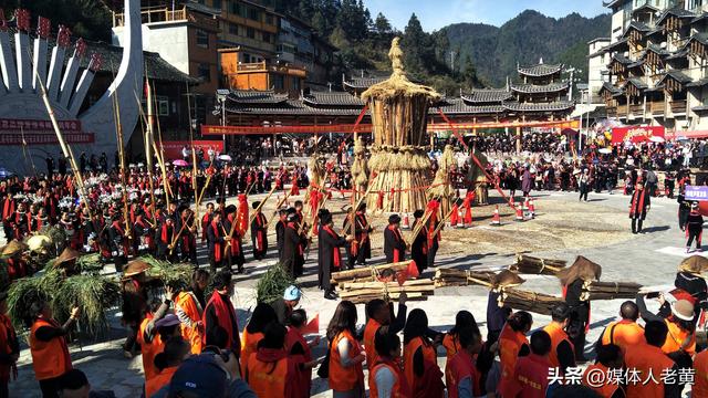 贵州雷山西江镇黄里苗寨万客进寨同庆浓浓苗乡年味