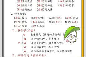 二年级下册语文：第一单元必考考点汇总，打印一份给孩子学习图片