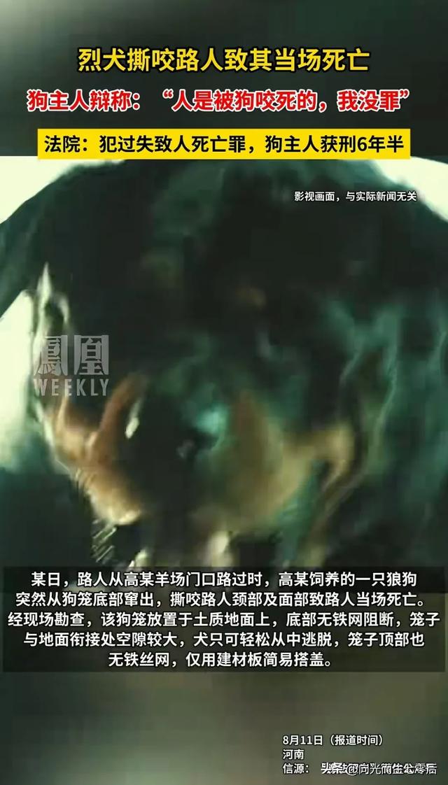 烈犬撕咬路人出人命 狗主人获刑6年半